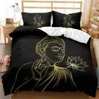 The Buddha Smiled At The Flower 3D Quilt Duvet Doona Cover Set Pillow case Print