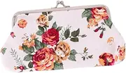 [GLSTOY] Long Wallet Pencil Case Floral Clasp Closure Vintage Coin Purse Retro Embroidered Purse for Business