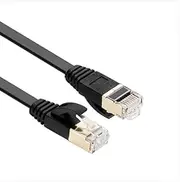 Cat 7 Ethernet Cable, Gigabit LAN Network RJ45 High-Speed Patch Cord Flat 10Gbps 600Mhz STP Compatible with Raspberry Pi, PC, Game Console, Xbox, PS3, PS4, Switch, Modem, Smart TV - Black (2M)