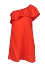 NWT Tory Burch One Shoulder Orange Mini Dress Size Large (linen/viscose)