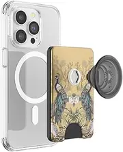 PopSockets Phone Wallet with Expandable Handle, Phone Card Holder, Wireless Rechargeable, Wallet Compatible with MagSafe - Secret Garden
