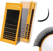 NAGARAKU Flat Ellipse Lash, 5TH GEN AIR SERIES Double Tips Eyelash Extensions 0.20mm D Curl 8-12mm Mix Length Lighter Thinner Flat Split Tips Individual Lash Matte Black 16 Rows