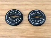 Takagi - Crank Caps - Black-Silver Font - old school bmx