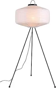 [Lexi Lighting] Seren Tripod Floor Lamp, White Paper Shade with Black Metal Base, Overall Height 136cm, Vertical Lantern Light, Artistic Tall Standing Lamp for Homestay, Hotel, Household Decor