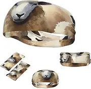 FJWSLCH Sheeps Watercolor Headbands for Women Men Non Slip Workout Sweatbands Adjustable Sports Hair Bands Elastic Head Bands Moisture Wicking Hairband for Running, Cycling, Yoga, Spa