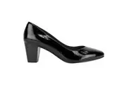 Womens Hush Puppies Ivet Black Patent Work Medium Height Heel Heels Shoes