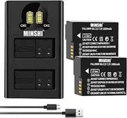MINSHI DMW-BLC12 Replacement Battery (2 Pack) +Quick Charger Set Compatible with Panasonic DC-FZ1000M2 【7.2V 1800mAh】 High Performance Compatible Camera Battery 2023ZZ