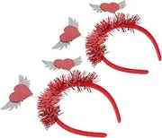[COHEALI] 2pcs Red Heart Sequin Hairband Valentine's Day Party Accessories Glitter Heart Hair Hoop Valentine's Day Headdress for Wedding Birthday