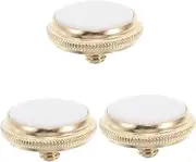Yardwe 3PCS Trumpet Valve Caps Replacement Parts for Enhanced Sound Quality Durable Shell Inlay Design for Trumpet Finger Buttons Sturdy Construction for Instrument Protection