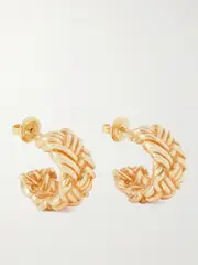 [Bottega Veneta] Bottega Veneta - Intrecciato Gold-plated Earrings - One size One size Gold