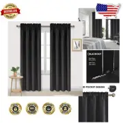 Luxurious 84' Blackout Curtains - Thermal Insulated Rod Pocket Panels (Set of 2)