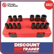 Chicago Pneumatic 1/2" 6 Point 14 Piece Standard Metric Impact Socket Set SS4114