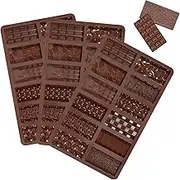 Lyfengdeam 3Pcs Chocolate Bar Mold 12 Cavity Break Apart Food Grade Silicone Non Stick Candy Making for DIY Baking Cooking, Break Wax Melt Mould, Soap