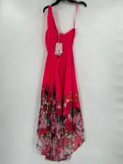 Ted Baker Women's Pinata Pink One Shoulder Midi Dress High-Low Ted-2/US 4-6/S