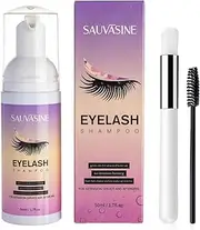 50ml Eyelash Shampoo Eyelashes Extension Cleaner Brush Mousse Lash Cleaner for Extensions & Natural Lashes Wash Makeup Remover Salon Home Use