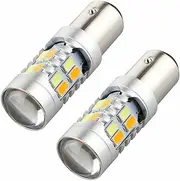 2x 1157 Dual Color Switchback 5630 6000K White/Amber LED Turn Signal Light Bulbs