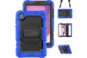 Lenovo Tab M8 HD (4th Gen) 8.0 inch 2023 Case With Screen Protector 360 Rotating Hand Strap Stand & Shoulder Strap-Blue&Black