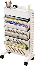 TWMTWM 5 Tier Book Rack Storage Bookshelf Rolling Utility Cart Multi Casters for Study Office Kitchen Classroom