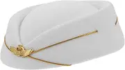 [JEWEDECO] Stewardess Beret Airplane Hostess Beret Hat Flight Attendant Hats Costume Cap Wool Accessory Pillbox Woman Flight Attendant Costume Has White Felt