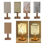 Small Nightstand Lamp Night Light Linen Lamp Shade Bedside