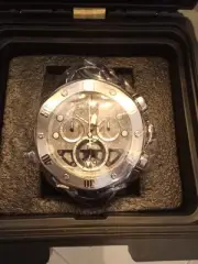 54mm METEORITE Silvertone Bracelet KRAKEN Swiss 8040.N Chrono Invicta Mens Watch