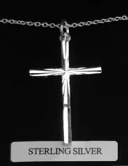 Sterling Silver Solid 925 Plain Cut Cross 18” Chain UK Supply Free Box