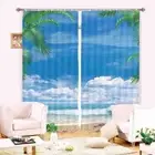 Waves Lapping Gently 3D Blockout Photo Print Curtain Fabric Curtains Window