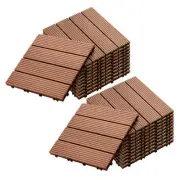 2X 11 pcs Red Brown DIY Wooden Composite Decking Tiles Garden Outdoor Backyard F