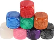 SOPOTUTU 8pcs Colorful Pearl Six Sided Blank Acrylic Dice for DIY Crafts Math Counting Educational Activities Board Games Versatile Decorative Token Dice for Creative Projects
