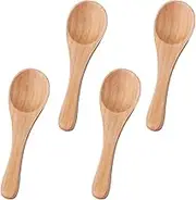4pcs Small Wooden Spoons, 3.93x1.18 Inch Wooden Color Mini Condiment Spoons Tiny Spoons Wooden Serving Utensils for Honey Spices Sauces Sugar