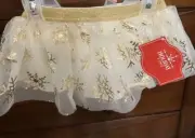 NWT Holiday Time -Baby Girls Christmas Tutu Skirt White, Gold Snow Flakes (0-3m)