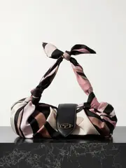 [PUCCI] PUCCI - Leather-trimmed Knotted Printed Silk-twill Shoulder Bag - Pink - One size One size Pink