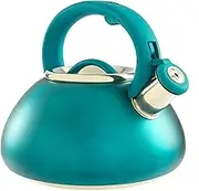 Primula Avalon Whistling Kettle - Whistling Spout, Locking Spout Cover, and Stay-Cool Handle - Stainless Steel - 2.5 Quarts - Matte Teal