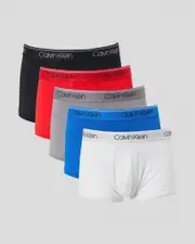[Calvin Klein] Calvin Klein Men's Micro Stretch Low Rise Trunks 5 Pack Underwear in Lapis Blue/December Sky/Rouge Size Medium M Lapis Blue/December Sky/Rouge