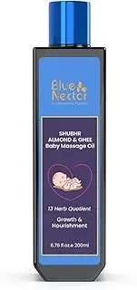 Blue Nectar Ayurvedic Baby Oil with Organic Ghee, 100% Natural Baby Massage Oil With Coconut Oil & Olive Oil (200ml)