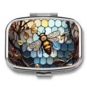 Colorful Bee Honeycomb Pill Box 2 Compartment Medicine Case Fashion Portable New