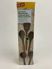 Glad Acacia Wood Handle Silicone Head Kitchen Tools Set