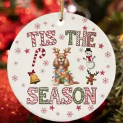 English Cocker Spaniel Dog Reindeer Tis The Season Christmas Ornament Gift Decor