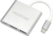 USB Type-c 3.0 to HDMI 4K Adapter, USB Hub to HDMI + USB 3.0 Standard + PD Charging Port 3 in 1 Adapter for iPad, MacBook Pro/Air, Dell, Galaxy, Dell,Asus, and Chromebook (Silver)