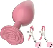 Sexy Butt Plug Silicone Bullet Butt Plug Training Massager Adjustable Nipple Clamp Bell Non-Piercing Nipple Ring Set