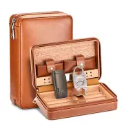 Galiner 2 Jet Torch Lighter Travel Cigar Humidor Case Double Blades Cutter Punch