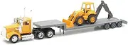 Newray 1:43 Trailer Kenworth W900 with Backhoe Loader 1/43 Scale Replica