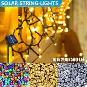 Solar Fairy String Lights 100/200/500LED Outdoor Garden Christmas Party Decor