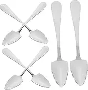 ZUNOXAZ 6Pcs Stainless Steel Grapefruit Spoons Mirror Polishing Dessert Scoops for Fruit Ice Cream Serrated Edge Comfortable Handle Multi Purpose Kitchen Tool Silver
