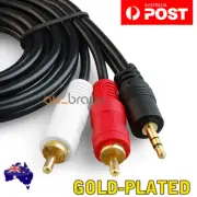 1.5M 3.5mm Male To 2 RCA Male Aux Auxiliary Stereo Audio Adapter Cable