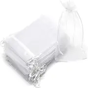 [TiRain] 100Pcs White Organza Bags 4 * 6 Inch, Sheer Wedding Party Favor Bags with Drawstring, Jewelry Gift Bags for Christmas Candy & Festivals