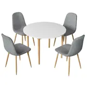 Dining Table and 4 Chairs Set White Grey