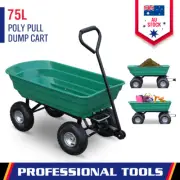 75L Garden Cart Poly Pull Dump Hand Trailer Wagon Lawn Wheelbarrow Yard Farm