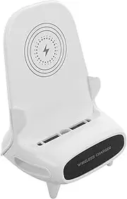 POPETPOP Chair Wireless Charging Mobile Phone Smart Phone Charging Stand Telephone Stand Phone Charging Dock Holder Desk Phone Charger Portable Phone Stand Phone Charger Dock White PC