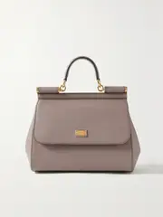 [Dolce & Gabbana] Dolce & Gabbana - Sicily Medium Textured-leather Tote - Taupe - One size One size Brown